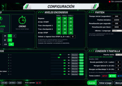 Pantalla sofware Laser Maze