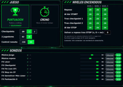 Pantalla sofware Laser Maze